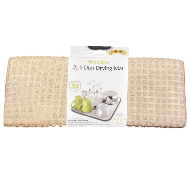 2 Pack Microfibre Dish Drying Mat – Fast Dry Kitchen Worktop Protector Set