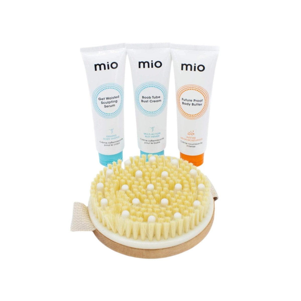 Mio Feel-Good Four-Piece Body Care Kit (3 x 1.6oz Tubes & Body Brush)