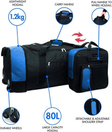 EZ Fly 31" Expandable & Foldable Wheelie Holdall – Heavy Duty Travel Bag with In-Line Skate Wheels