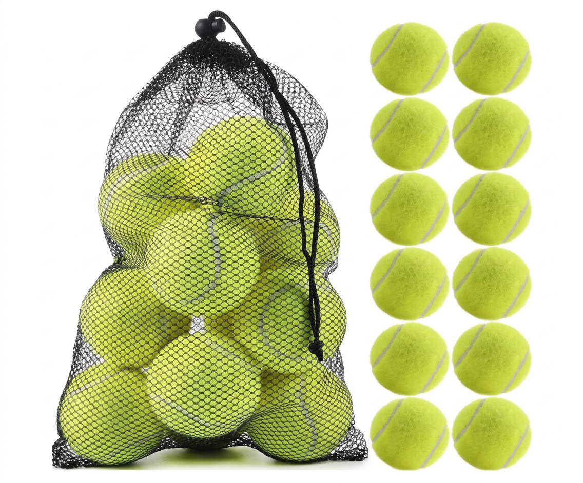 Tennis Practice Balls - 12 Pack with Mesh Bag